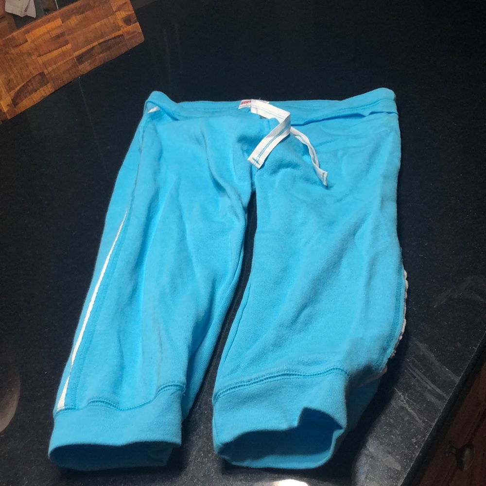 Turquoise SOFFE bottoms size L white pinstripe